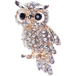 Eayoly Eule Broschennadel, Legierungs-Strass-Eulen-Form-Brosche Mode-Kristall-Eule-Pin Tier Anhänger Pin Dekoration, für Hochzeitskleid Schmuck Frauen kleines Geschenk