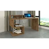 Dmora Schreibtisch Dcheryshe, linearer Schreibtisch mit Ablagefächern, Mehrzweck-Büroschreibtisch mit Platte, 140x60h93 cm, Eiche