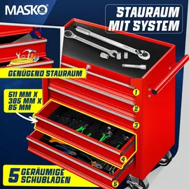 Masko MASKO® Werkstattwagen Rollwagen Werkzeugwagen Werkzeugkiste Fächer Toolbox Werkzeug box
