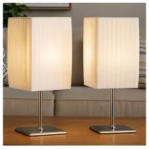 GLOBO Tischlampe Tischleuchte Chrom Textil 2er Set
