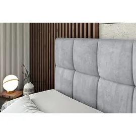 altdecor Boxspringbett mit Matratze und Lattenrost - RICAR -Z KING - 160x200 cm - Grau Monolith - Topper, Fußteil, Polsterbett mit Bettkasten, Bet... - Hellgrau