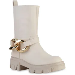 Damen Plateau Boots in Beige