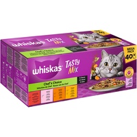 whiskas Tasty Mix Multipack Mega Pack Chefs Choice in Sauce, Nassfutter Katzenfutter