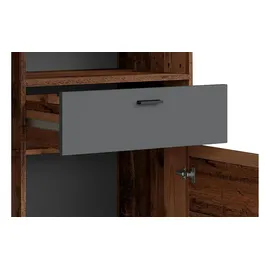 byLIVING Highboard Jackson/großes Sideboard Old Wood Vintage braun / 3-türig braun u. 1 Schubalde in Anthrazit/Wohnzimmerschrank mit 3 Türen und 1 Schubkasten/B 126, H 143, T 40 cm