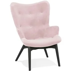 Loungestuhl mit Polsterung Retro Design | Premium Samt & Massivholz | Rosa | Ergonomisch & 120 kg Belastbar | Milaxo Kollektion | Kadima Design