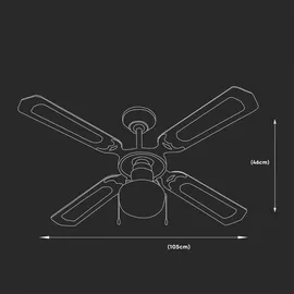 V-Tac Deckenventilator 105 cm Deckenventilator Braun
