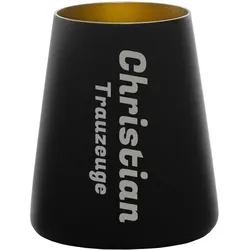 Becher Power schwarz-gold Name quer 1 Stück