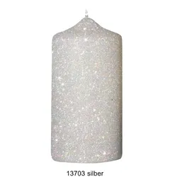Kopschitz Kerzen Kerzen Glamour Glitter Stumpenkerzen Silber, 120 x 60 mm, 4 Stück