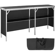 Vevor Tragbare Messetheke Messetresen, 1980 x 385 x 880 m Messestand Ausstellungs-Thekenständer, Faltbarer Promotion-Bartisch Promotiontheke, Rezeptio mit Aufbewahrungsregal, Tragetasche, Schwarz