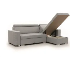 Fun Möbel Ecksofa inkl. Hocker und Sessel CANTON Stoff Liverpool Grau Ottomane Rechts - Blau
