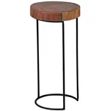 KADIMA DESIGN Beistelltisch AKOLA Massiv-Holz Sheesham Wohnzimmer-Tisch Metallbeine Landhaus-Stil Baumstamm-Form Echt-Holz