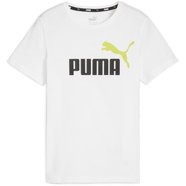 Puma Ess+ 2 Col Logo Tee B T-Stück, Puma White-lime Sheen, 164 EU