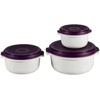 Emsa Micro Family Frischhaltedose rund weiß/brombeer 0,5/1,0/1,5 l 3-teilig