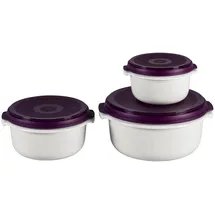 Emsa Micro Family Frischhaltedose rund weiß/brombeer 0,5/1,0/1,5 l 3-teilig