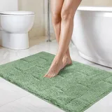 Emma Barclay Waves Badewannen-Set, Reine Baumwolle, Jacquard, 2-teilig, 50 x 80 cm, WC-Vorleger, 50 x 40 cm, Grün