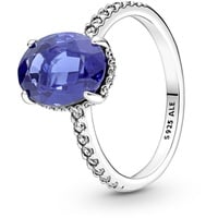 PANDORA Ring Timeless "funkelnder Stein" silber, blauer Kristall, Zirkonia 190056C01 52