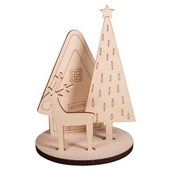 Rayher Bastelholz natur Set Steckteile Rentier Ø 10,0 cm