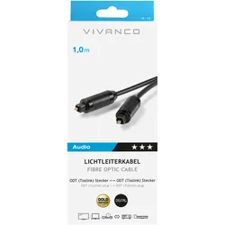 Vivanco Stecker für Glasfaserkabel (ODT) TOSLINK an Stecker (ODT) TOSLINK, 1 m