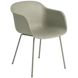 Muuto Fiber Armchair, tube base, dusty green / dusty green