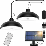Lampe Solaire D'Extérieur, 78 Led 4 Modes Avec Capteur De Mouvement, Télécommande, Panneau Solaire Réglable À 360°, 3 Luminosités, Lustre Solaire Étanche Ip65 Pour Jardin, Camping