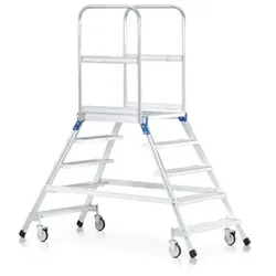 Podesttreppe 4 Stufen, fahrbar Plattform B600mm L800mm, Stufe T200mm