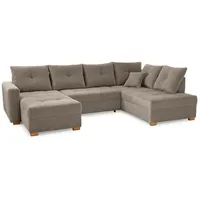Luma-home Wohnlandschaft, U-Form 313/200/92 cm mit Schlaffunktion und Bettkasten,