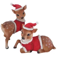 Aspinaworld Weihnachtsdeko, REH Figur mit Mütze und Pulli 2er Set 21 cm, Weihnachtsfigur, Rentier Figur, Wohnzimmer Deko, Tierfigur