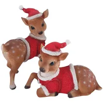Aspinaworld Weihnachtsdeko, REH Figur mit Mütze und Pulli 2er Set 21 cm, Weihnachtsfigur, Rentier Figur, Wohnzimmer Deko, Tierfigur