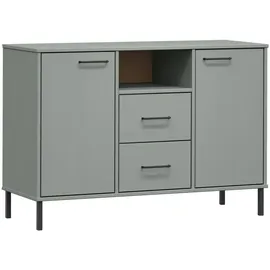vidaXL Sideboard OSLO mit Metallbeinen Grau 113x40x77 cm Massivholz