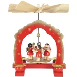 OBC Weihnachtspyramide/musizierende Engel rot-Gold/Pyramide Weihnachten/im Kunsthandwerks-Stil, handgefertigt/Deko zu Weihnachten