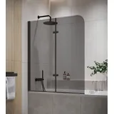 Badplaats Badewanne Austin Schwarz Grauglass 5mm mit Nanobeschichtung 120 x 140cm Duschwand Duschabtrennung Badewannenaufsatz