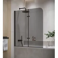 Badplaats Badewanne Austin Schwarz Grauglass 5mm mit Nanobeschichtung 120 x 140cm Duschwand Duschabtrennung Badewannenaufsatz