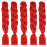 5 Stücke Jumbo Braids Extensions, 120cm Kunsthaar zum Einflechten Twist Zöpfe Synthetik Crochet Hair Flechthaar Haarverlängerungen Einfarbige Ombre Jumbo Zöpfe Haar Flechten Extensions für Crochet