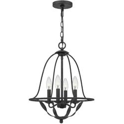 Licht-Erlebnisse Kronleuchter RONDA 4x E14 bis 40W Graue Esche Stahl LE121056