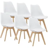 [en.casa] Esszimmerstuhl Fläten Kunstleder Weiß 6er Set