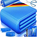 Kesser KESSER® Pool Solarabdeckplane Solarfolie Stärke 120μm Solarabdeckung Solarplane zuschneidbar Poolsolarplane Solar Folie inkl. 1x Lochzange & 12x Ösen Poolheizung für Wassererwärmung Wärmeplane
