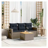 vidaXL Gartensofa-Set 4-tlg. grau Polyrattan