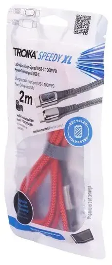 TROIKA CBL20/RD USB Kabel 2 m USB C USB C/Lightning 100 W Rot
