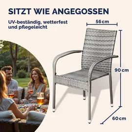CASARIA Gartenstuhl 56 x 60 x 90 cm grau 4 St.