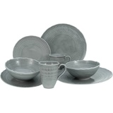 CreaTable Kombiservice »Geschirr-Set Sofia«, (Set, 8 tlg., Kaffeeservice und Tafelservice im Set, für 2 Personen), Service, klassisch elegantes Relief, 8 Teile, für 2 Personen, grau