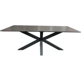 Mr. Deko Gartenmöbelset Diningsessel Cadiz mit Tisch Almeria 200 x 90 cm - Grau