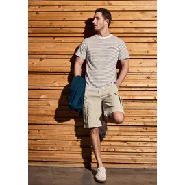 STREET ONE MEN, Herren, Gr. 33, beige (sandstone beige), Web, 98% Baumwolle, 2% Elasthan, unifarben, gerade kurz, Hosen Bermudas, mit seitlichen Einschubtaschen