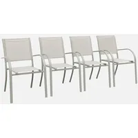 Sweeek 4er-Set stapelbare Gartenstühle aus Aluminium und Textilene, khaki,
