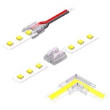 Kalb Material Für Möbel kalb | LED Verbinder Set, 8mm COB und SMD LED Streifen, 9-teilig, Anschlusskabel, Eckverbinder, Klemmverbindung ohne Löten, Transparent, Einfache Montage für DIY LED Projekte