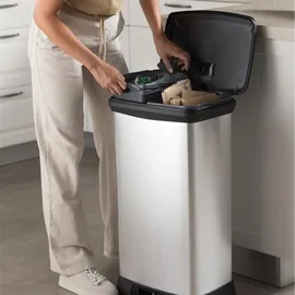 Curver Duo 23+23L Abfallbehälter mit Pedal - Silber