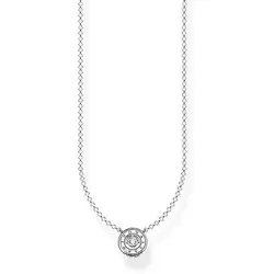 Halskette mit Kreis Anhänger und weißem Stein - 925 Sterlingsilber