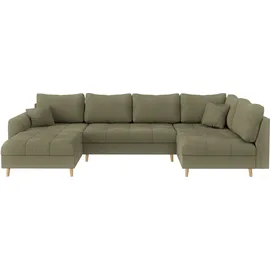 Home Affaire »CHARRE U-Form mit Ottomane, Maße B/T/H: 310/161/81 cm«, feine Steppung, lose Rücken- und Zierkissen, auch in Cord und Bouclé
