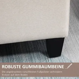 Homcom Sitzbank Polsterbank mit Stauraum Truhenbank Flur Schlafzimmer Wohnzimmer leinenartiges Polyester Gummiholz Cremeweiß 100 x 40 x 44 cm
