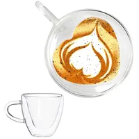 Umllpet 250ml Herz Doppelwandige Latte Macchiato Gläser Borosilikatglas Kaffeetassen Glas Set Kaffeeglas Teegläser für Cappuccino, Latte, Tee, EIS, Eistee, Iced Americano, Milch, Saft, Bier (4)
