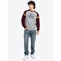 Lonsdale Bregis Sweatshirt - Marl Grey / Oxblood /